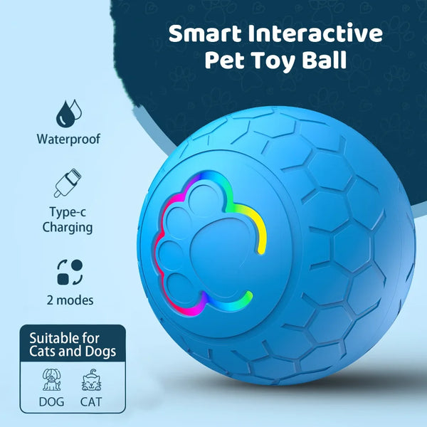 Smart Interactive Pet Ball - Rechargeable LED Automatic Bouncing Dog Toy
